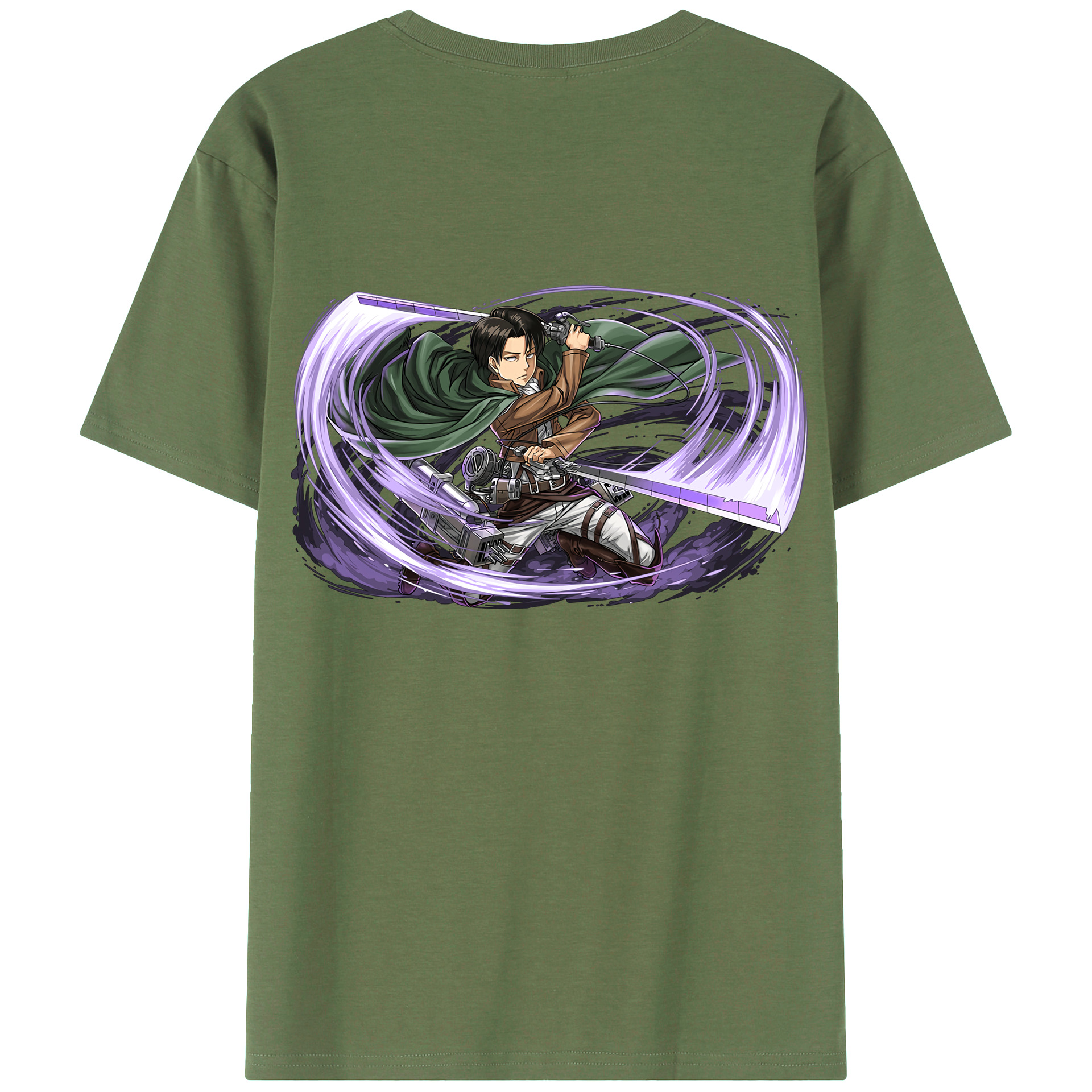 （画像用） 進撃の巨人 リヴァイ·アッカーマン Attack on Titan Levi Ackerman 綿100％ メンズ半袖Tシャツ（バックプリント） 通気性